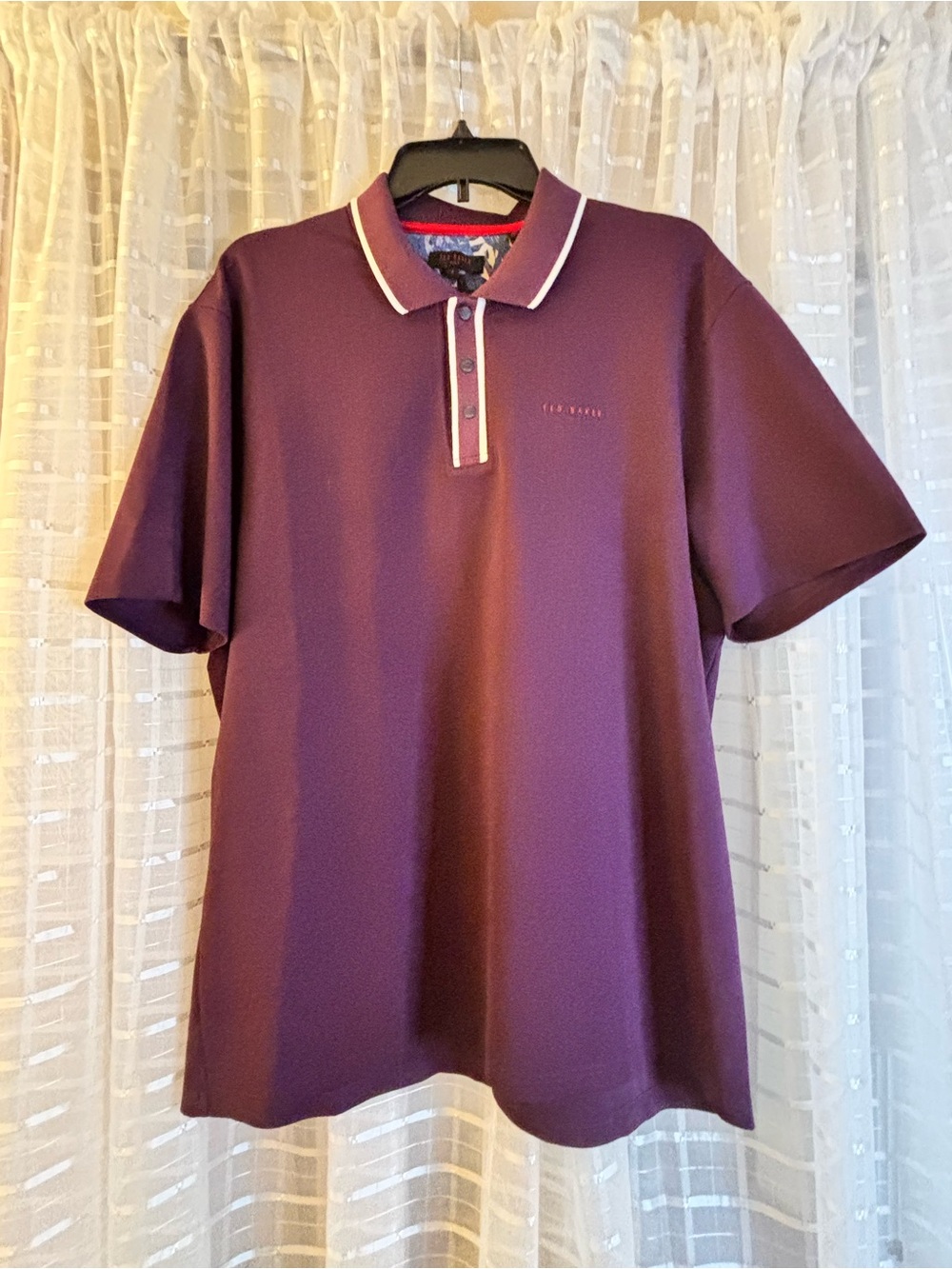 Ted Baker Plum Polo with White Contrast Piping